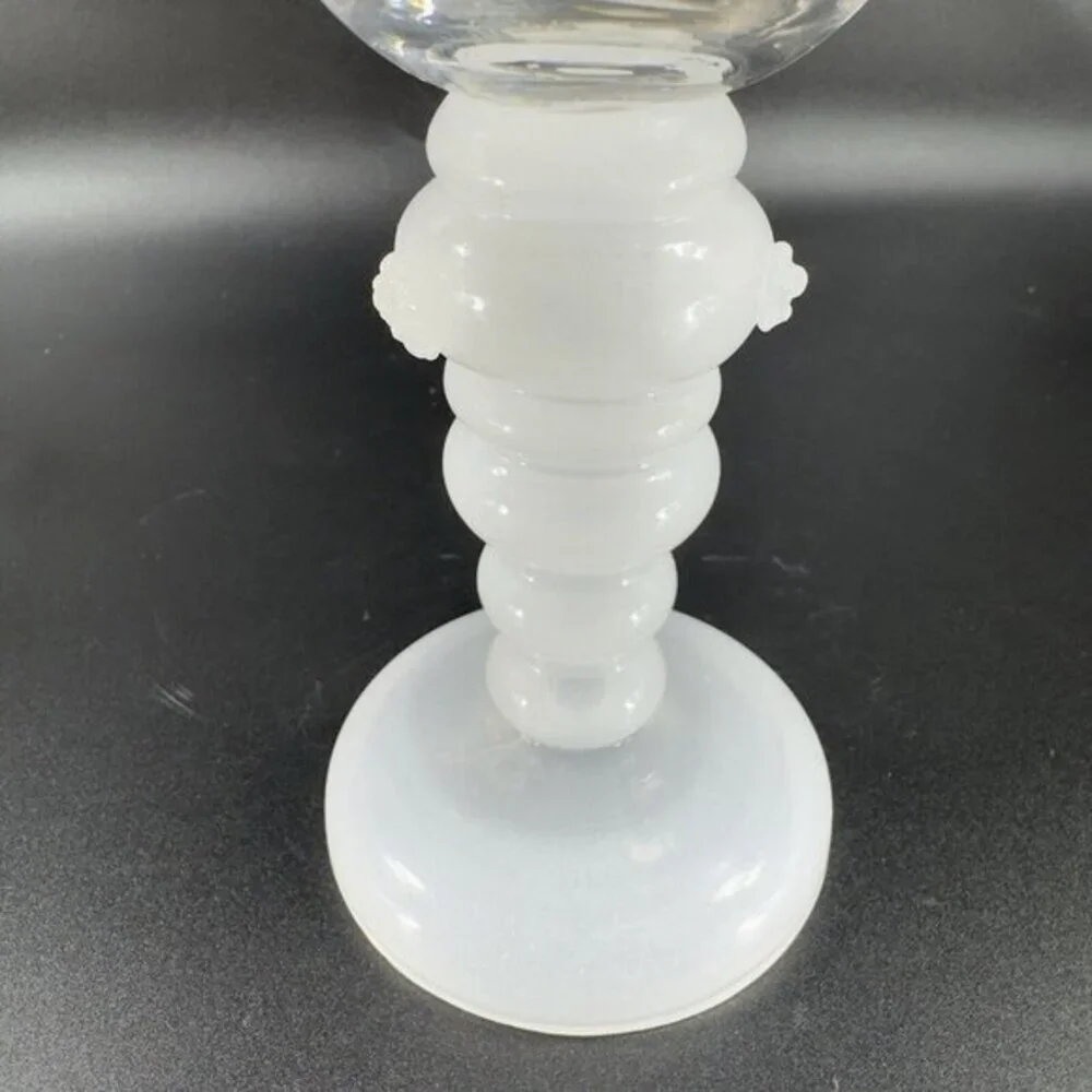 Antique Bohemian Single Glass Cup Opalescent White Bottom‎ Drinking Cup Czech